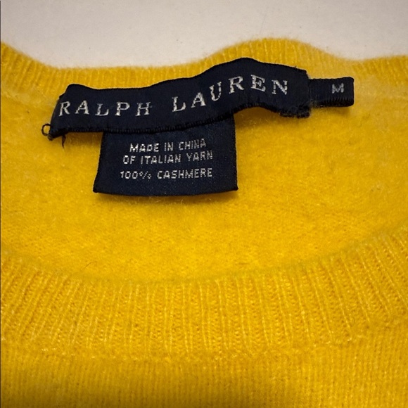 Ralph Lauren Cashmere Italian Yarn Yellow Crew Neck Sweater M - Picture 5 of 8